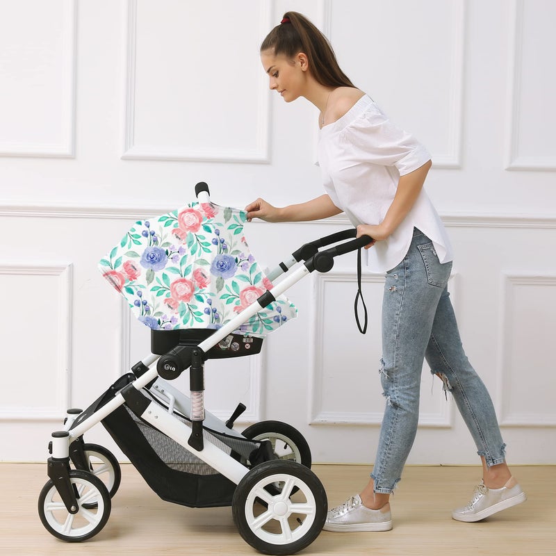 Hicoco Carseat Cover for Boys and Girls - Multi-use Nursing Canopy for Breastfeeding  Stroller  High Chair Cover (Rose) - Image 3